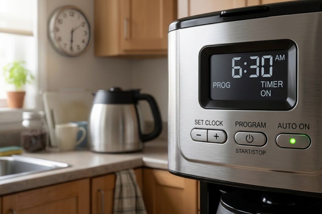 Programmable coffee maker digital timer controls