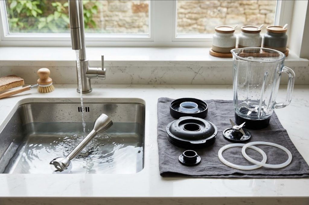 Cleaning an immersion blender and regular countertop blender after use