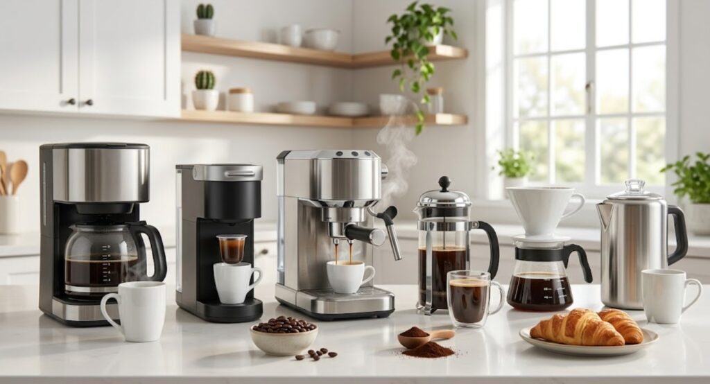 Different types of coffee makers for different brewing needs.