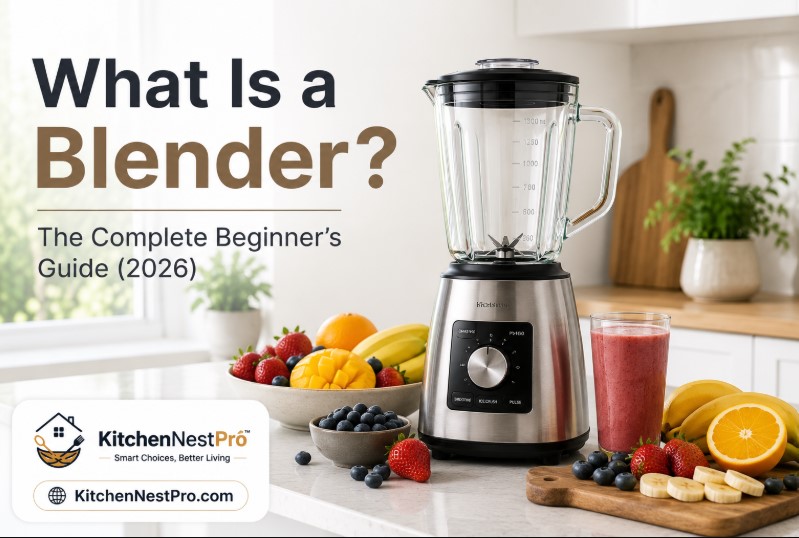 What is a blender Modern countertop blender in a kitchen