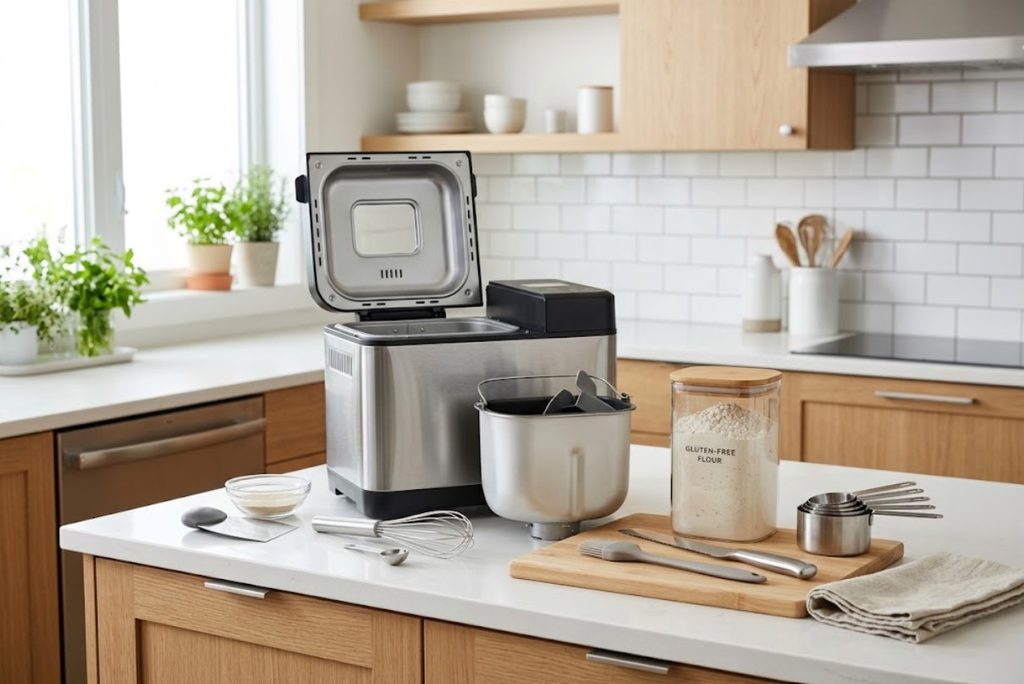 Clean kitchen setup for preventing gluten cross-contact when making gluten-free bread